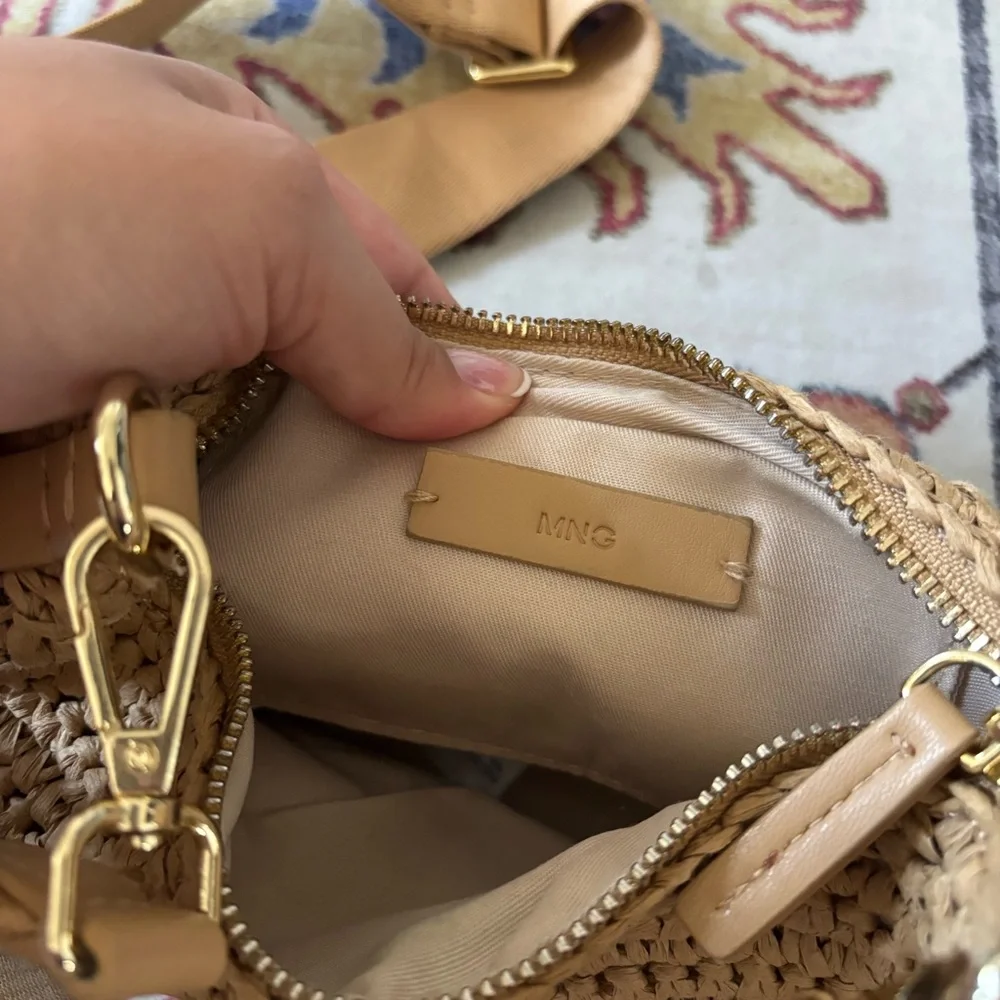 MANGO Woven Raffia Mini Crossbody Shoulder Bag Summer Trendy - Picture 5 of 11